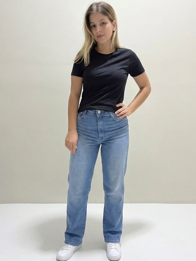Blusa Feminina Baby Look Básica Malwee 100% Algodão Gola Redonda Manga Curta Original Preta Branca