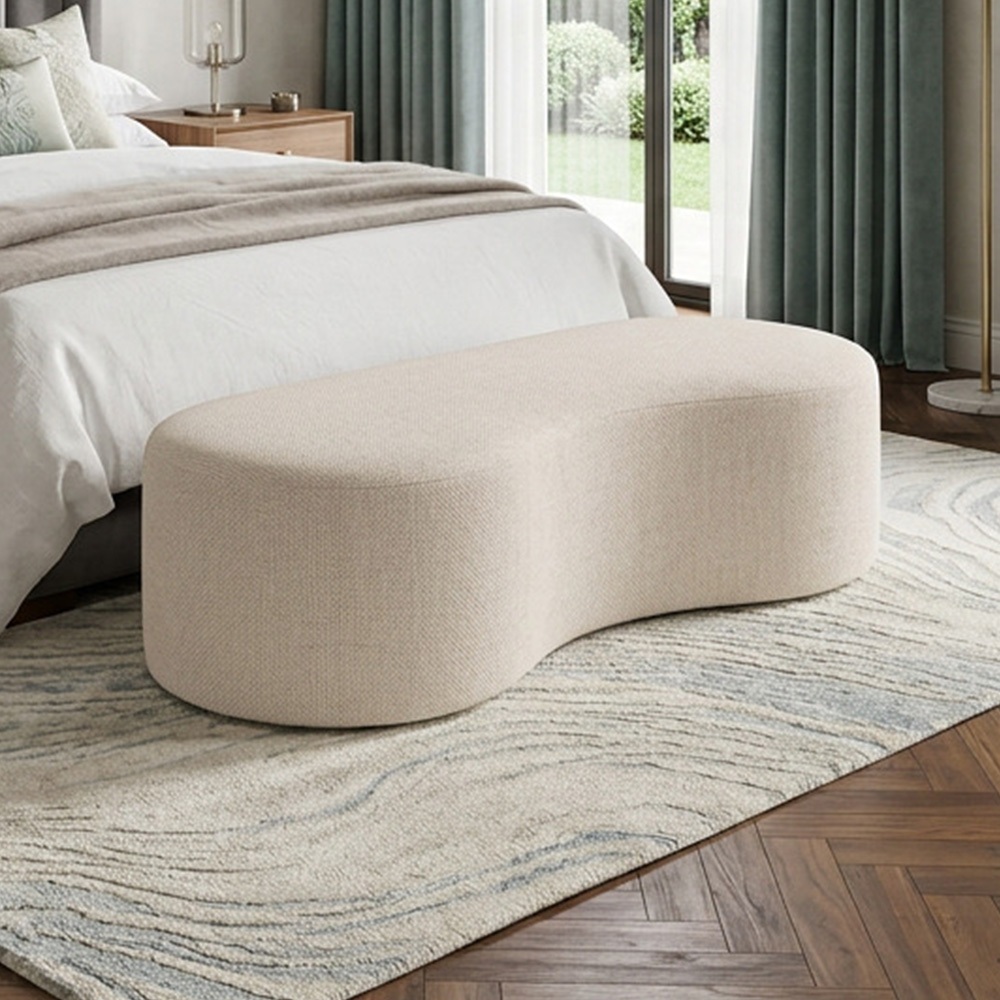 Puff Decorativo Orgânico para Living Quarto 140cm Orbit W01 Linho Cru - Lyam Decor · foto 2