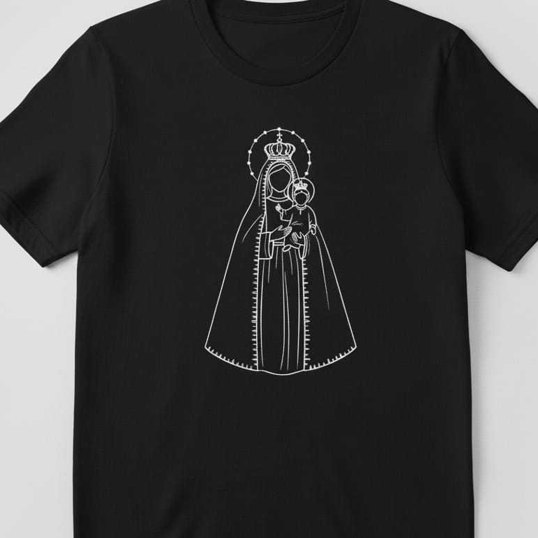 Camiseta Camisa Feminina Estilosa Nossa Senhora Aparecida T shirt blusa algodão macia e confortável masculina e infantiL