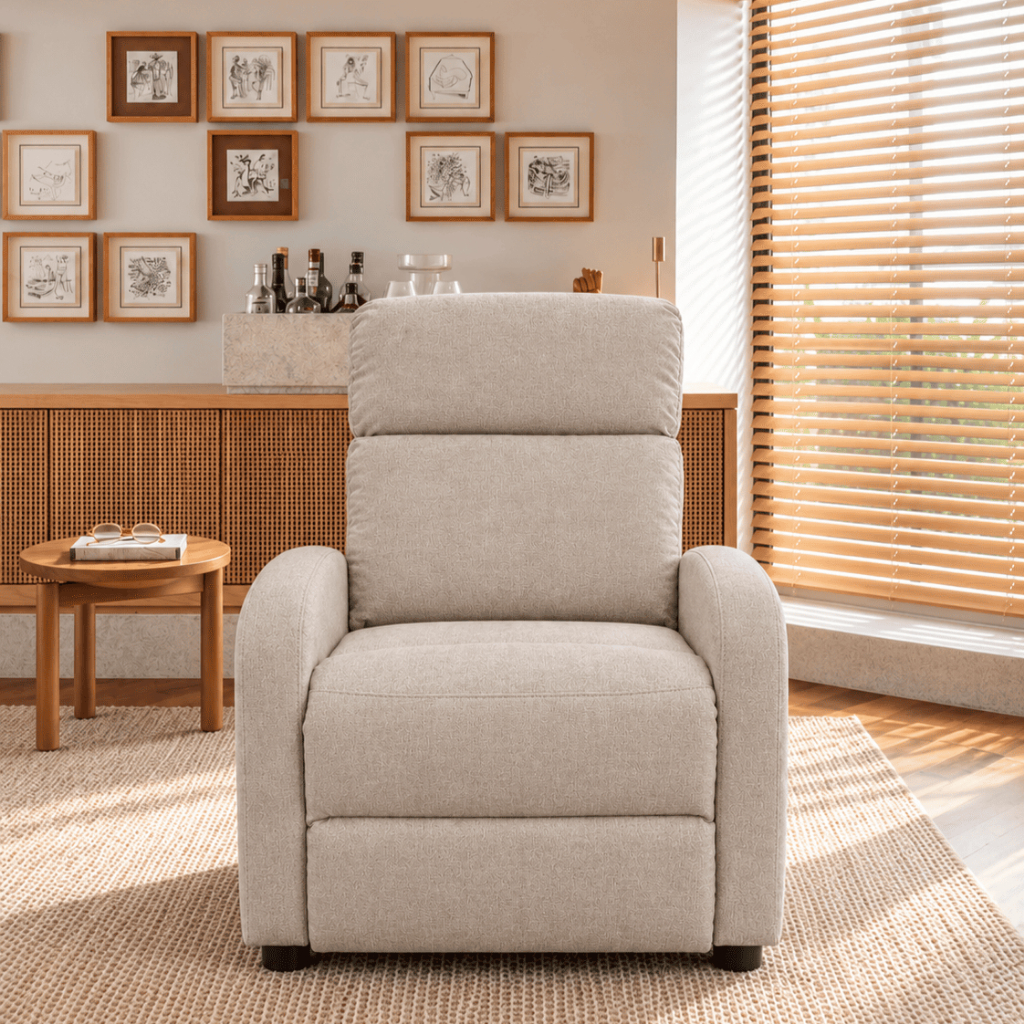 Poltrona Cadeira Munique Estofado Linho Papai Mamãe Encosto Reclinável Retrátil Sala Estar Quarto Clínicas - AV — imagem 2 de 2