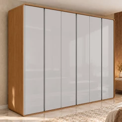 Guarda-Roupa Casal 100% MDF 6 Pts Easy Like Amendoa Clean/Off White
