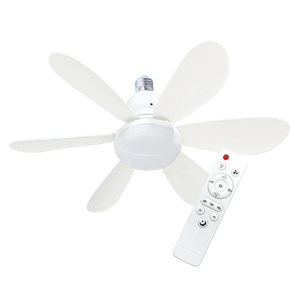 Ventilador de Teto 80W E27 Controle Remoto Silencioso Luminária 3 Modos Luz Econômico