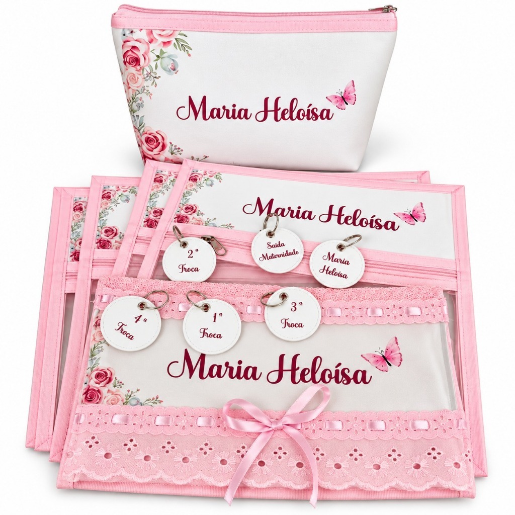 Kit Maternidade Personalizado | Saquinhos Organizadores 28x35 + Necessaire + Toalha