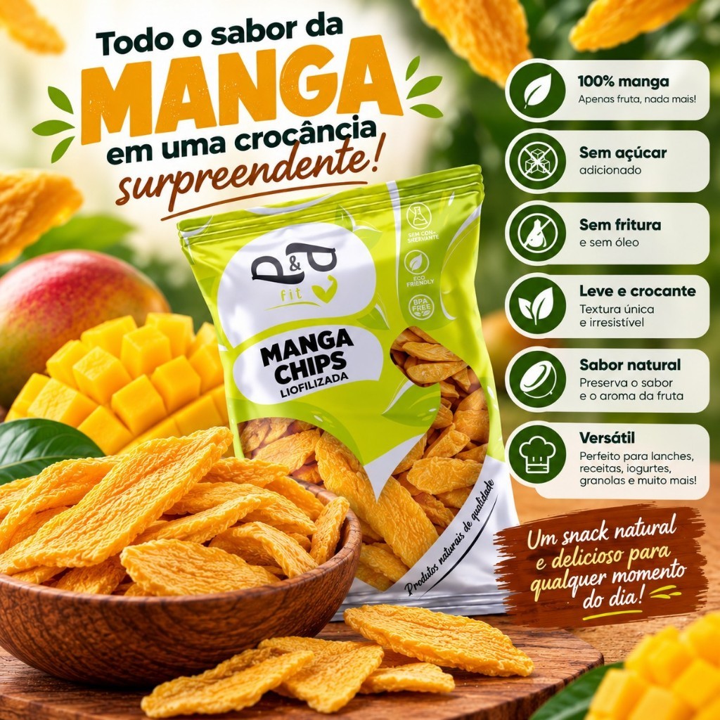 Manga Liofilizada Crocante sem açúcar P&P FIT - Chips fruta liofilizada — imagem 2 de 2