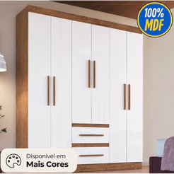 Guarda Roupa Casal 6 Portas 2 Gavetas 100% MDF Napoli Doripel