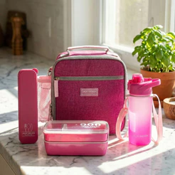 Kit Bolsa Térmica, Pote Marmita 750ml, Garrafa 550ml e Porta Talheres - Jacki Design