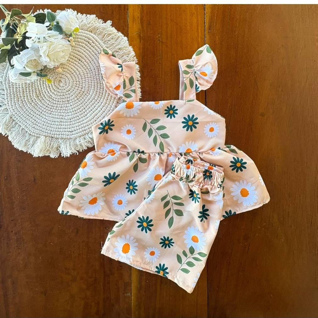 (1 a 2 anos) - Novidade - Conjunto short Infantil - Blusa e Short - Estampas Variadas