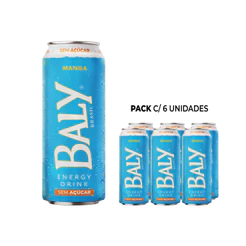 Energético Baly Manga Sem Açúcar 473ml Pack 6 Latas