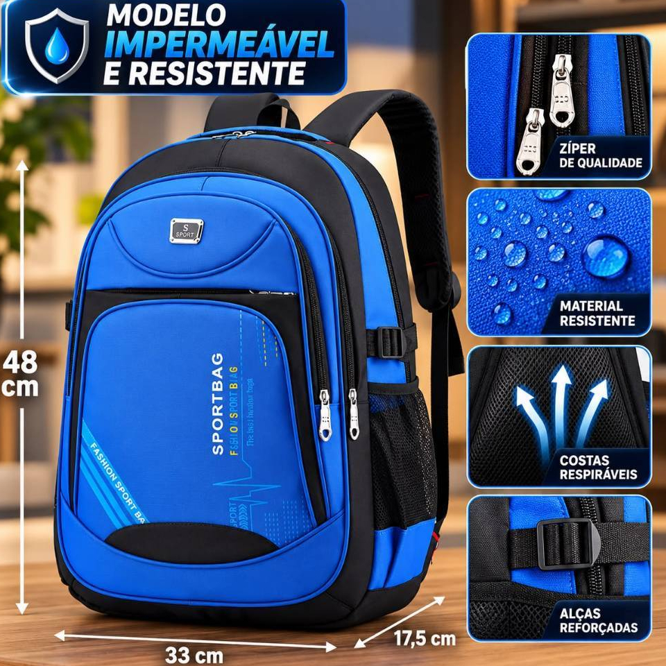 Mochila Bolsa Grande Executiva Impermeavel Para Notebook Trabalho Faculdade Reforçada