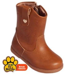 Bota Infantil Menina Klin Miss Texana Country western Leve Confortável Original - Marrom