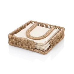 Porta Guardanapos Sisal Natural Wolff 20cm Mesa Posta Rústica Decoração Cozinha Ceia Organizador Guardanapo Papel Tecido