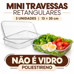 Kit C/3 Mini Travessas Retangulares Plástico 13X20CM Três Triângulos