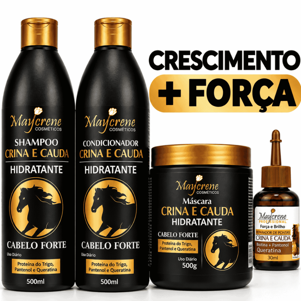 Kit Crina e Cauda Crescimento Shampoo+ Condicionador+ Reparador+ Máscara de hidratação Maycrene
