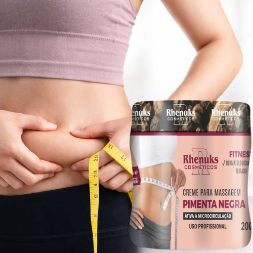 creme pimenta negra seca barriga de massagem redutor de medidas e estrias 200g Rhenuks