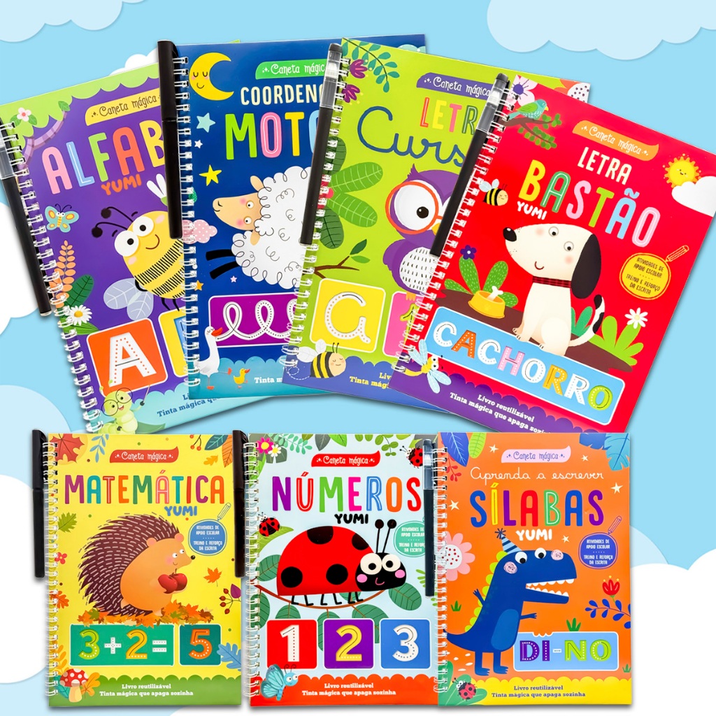 Coleção Escolar Caneta Mágica - Livros Cartilha Alfabetização Caligrafia Exercícios Atividades em Oferta na Shopee