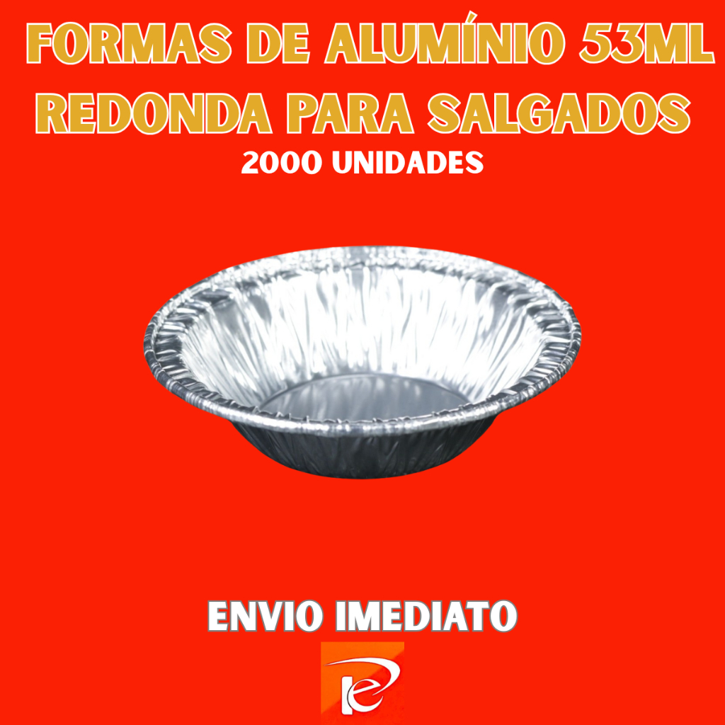 200 Unidades de Formas de Alumínio 53ml Redonda para Salgados | Festas, Empadas, Thermoprat, Buffet