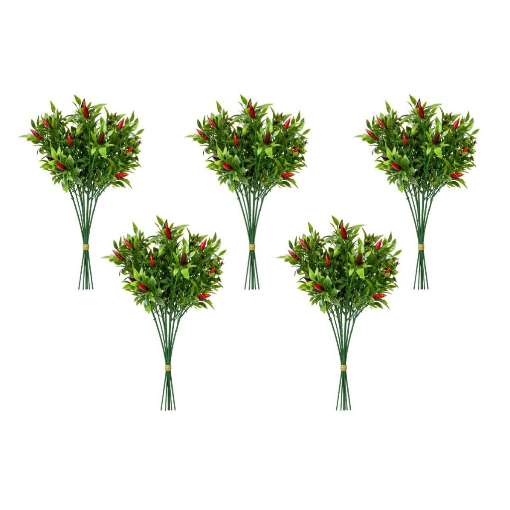 Buquê De Pimenta Com Folhagem Artificial Decoração Enfeites