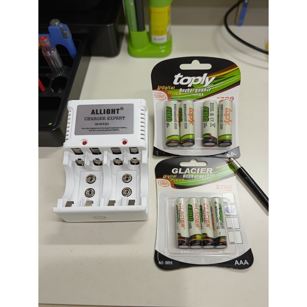 Carregador de pilhas AA/AAA + bateria universal de 9V, várias opções disponíveis no kit em Oferta na Shopee