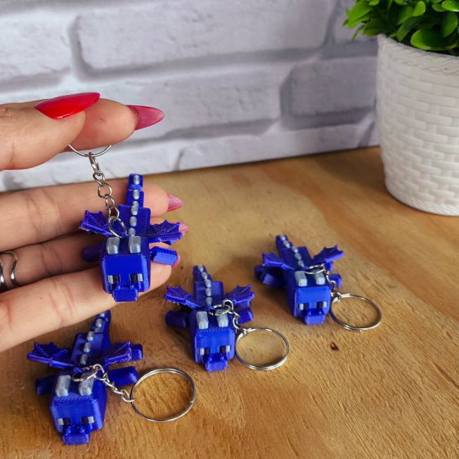 Chaveiro Minecraft Dragão Enderdragon articulado lembrancinhas temático colorido Personagem Aniversário Crianças