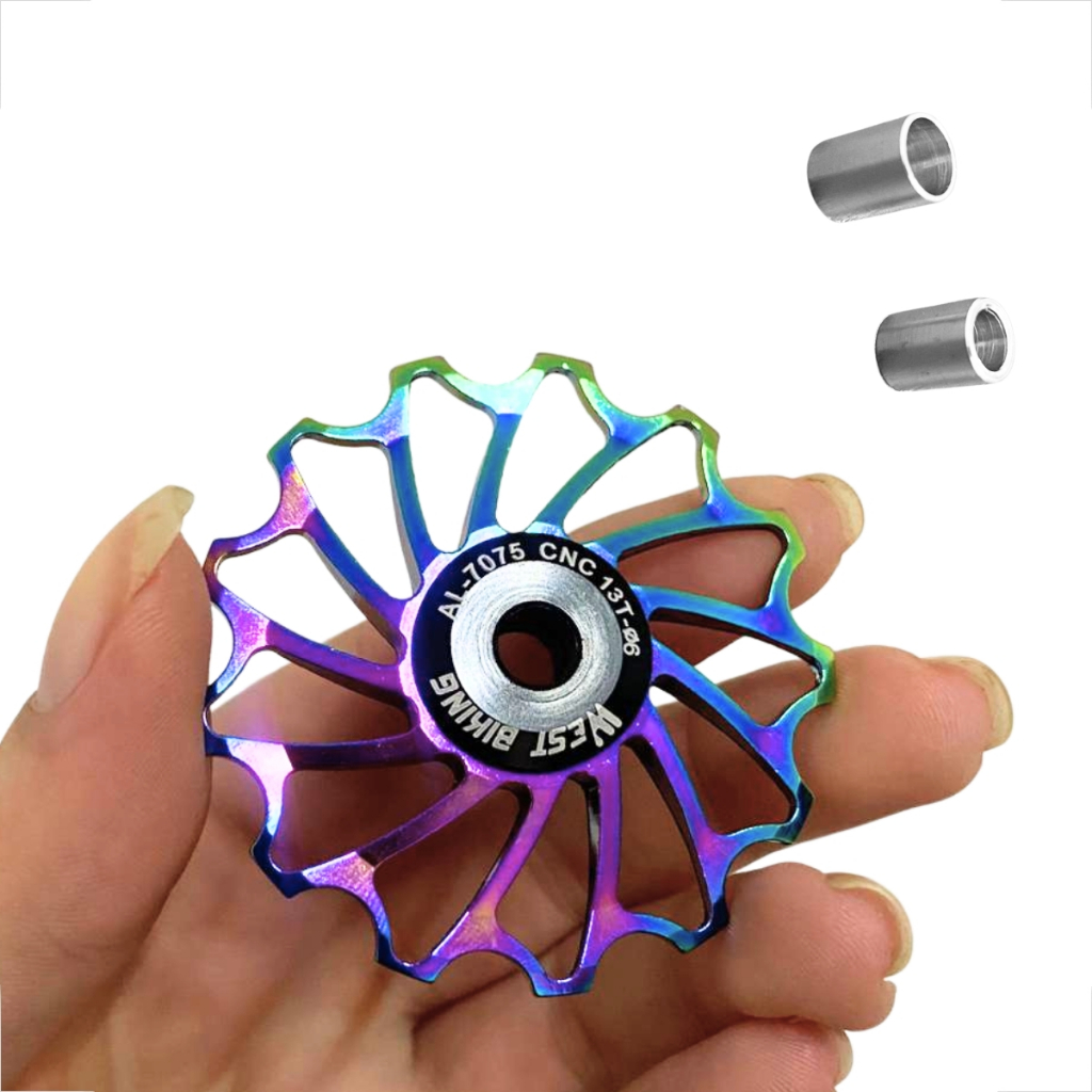 Roldana Câmbio Traseiro 13T Alumínio 7075 Rolamento Cerâmica Rainbow Universal Bike Mtb Speed 12v
