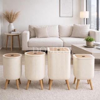 Lixeira Pé de Madeira Com Tampa Click de Pressão Tipo Moderna Chic Penteadeira/Escritório/Banheiro em Oferta na Shopee