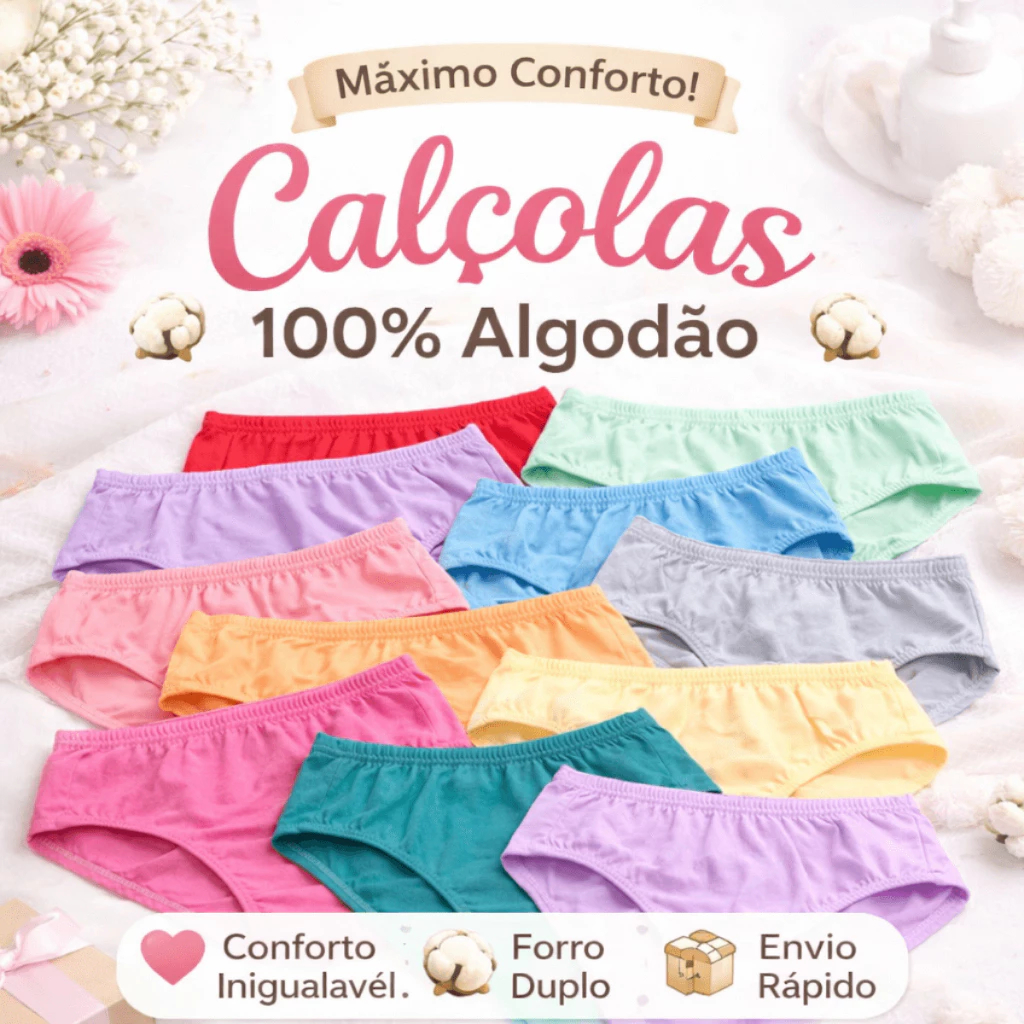 Kit 5 Calçola Cós Alto Senhora Algodão Idosa