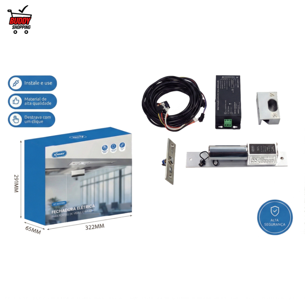Fechadura Elétrica Knup KP-RE1040 Aço Inoxidável 12V Bivolt Controle de Acesso Segurança