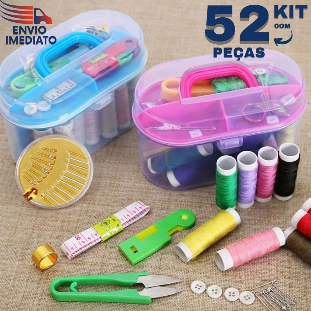 Kit Costura 52 Peças Completo com Linhas, Agulhas e Acessórios em Oferta na Shopee
