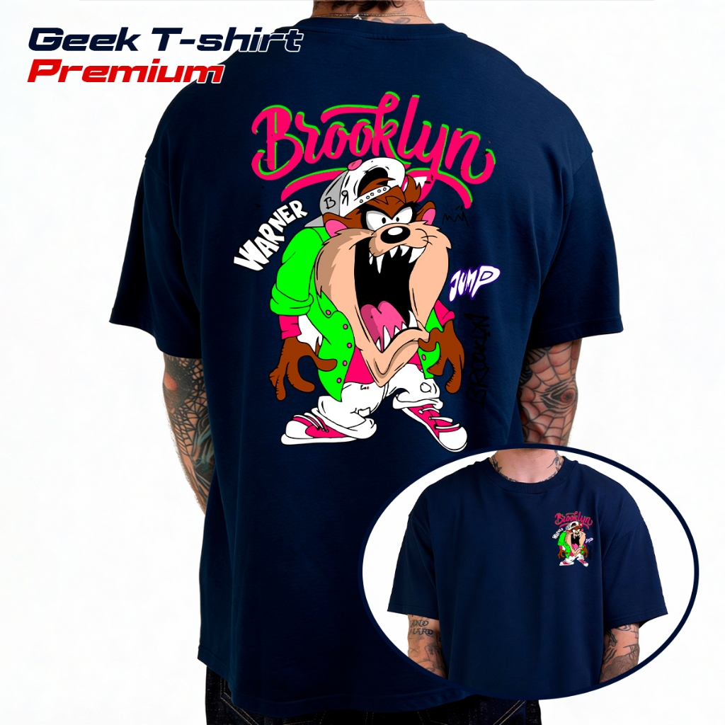 Camiseta Regular Taz Mânia Frente e Verso Estampada 100% Algodão Tamanhos e Cores Disponíveis