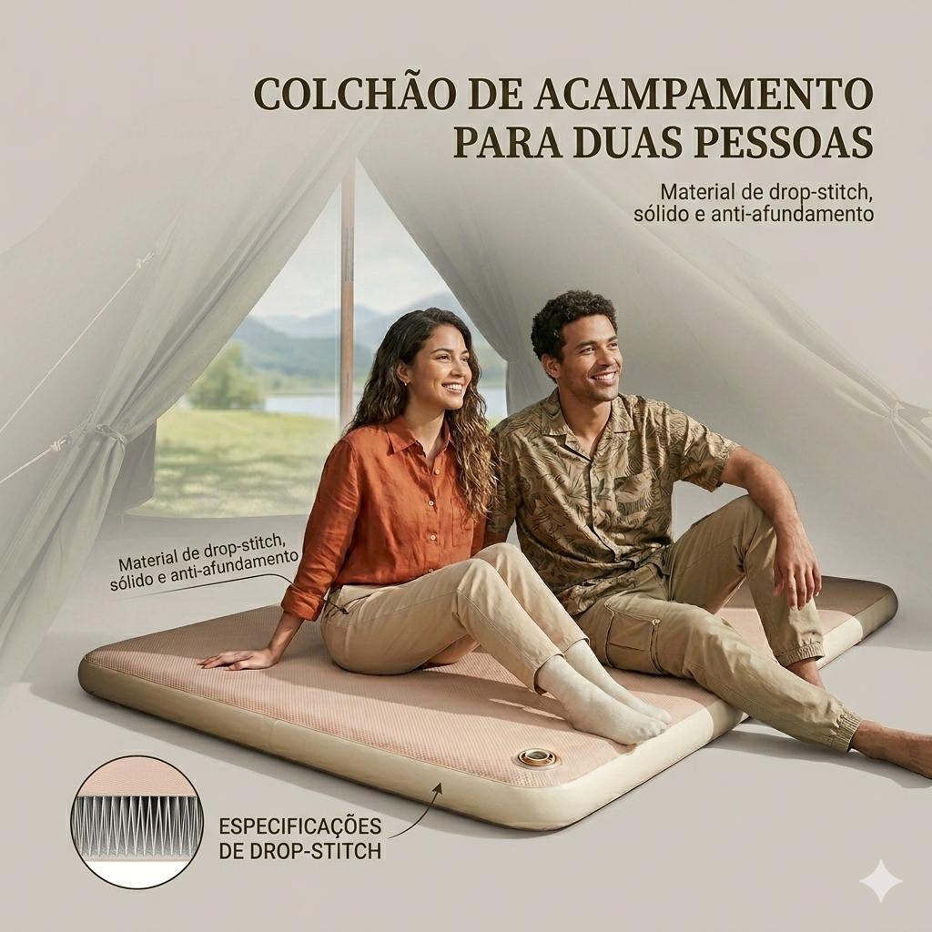 Colchão Inflável Casal Premium Com Tecnologia De Fibras (drop-stitch) - Ultra Resistente em Oferta na Shopee