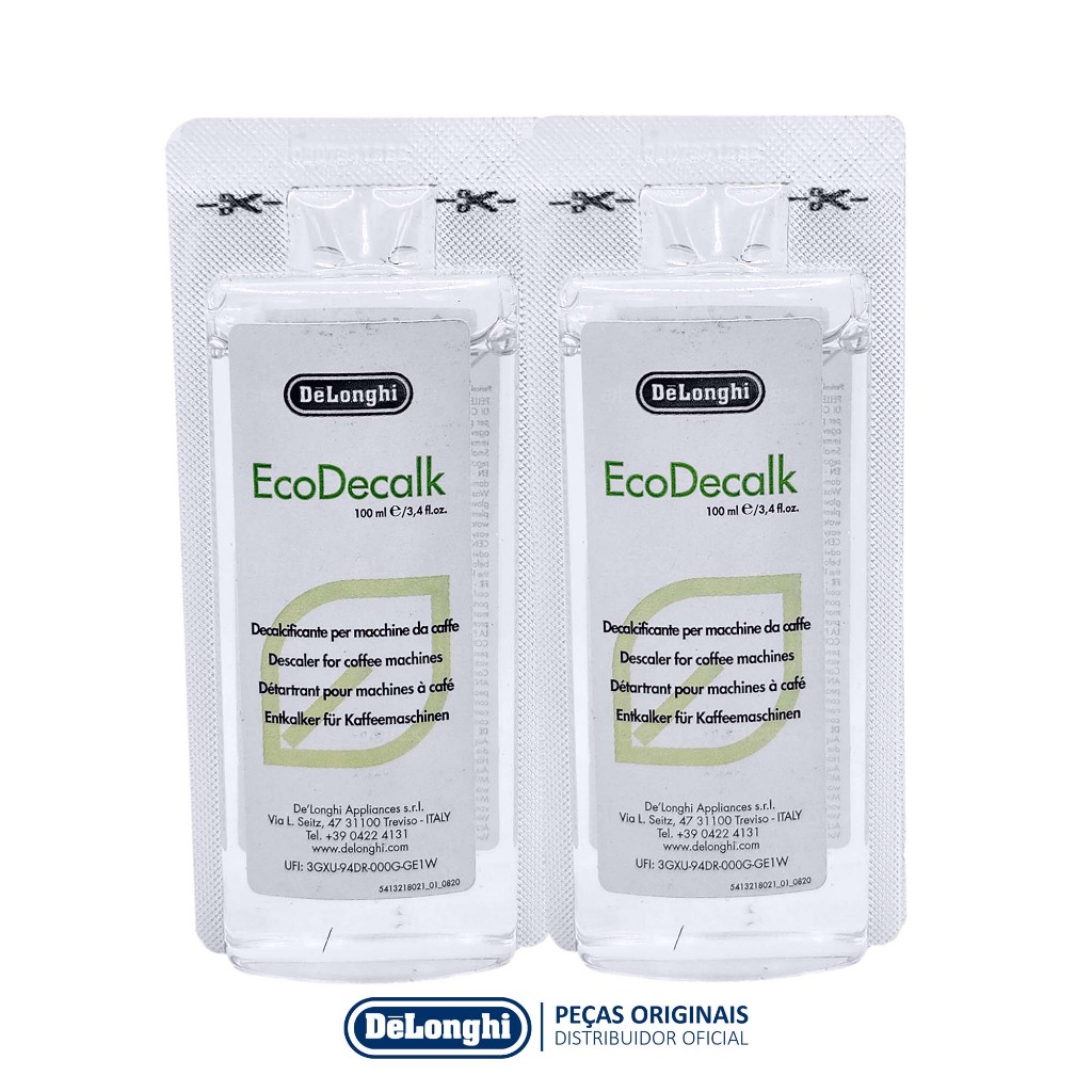 Descalcificante Para Cafeteira Ecodecalk Ecológico Mini Delonghi Com Duas Unidades 100ml Original