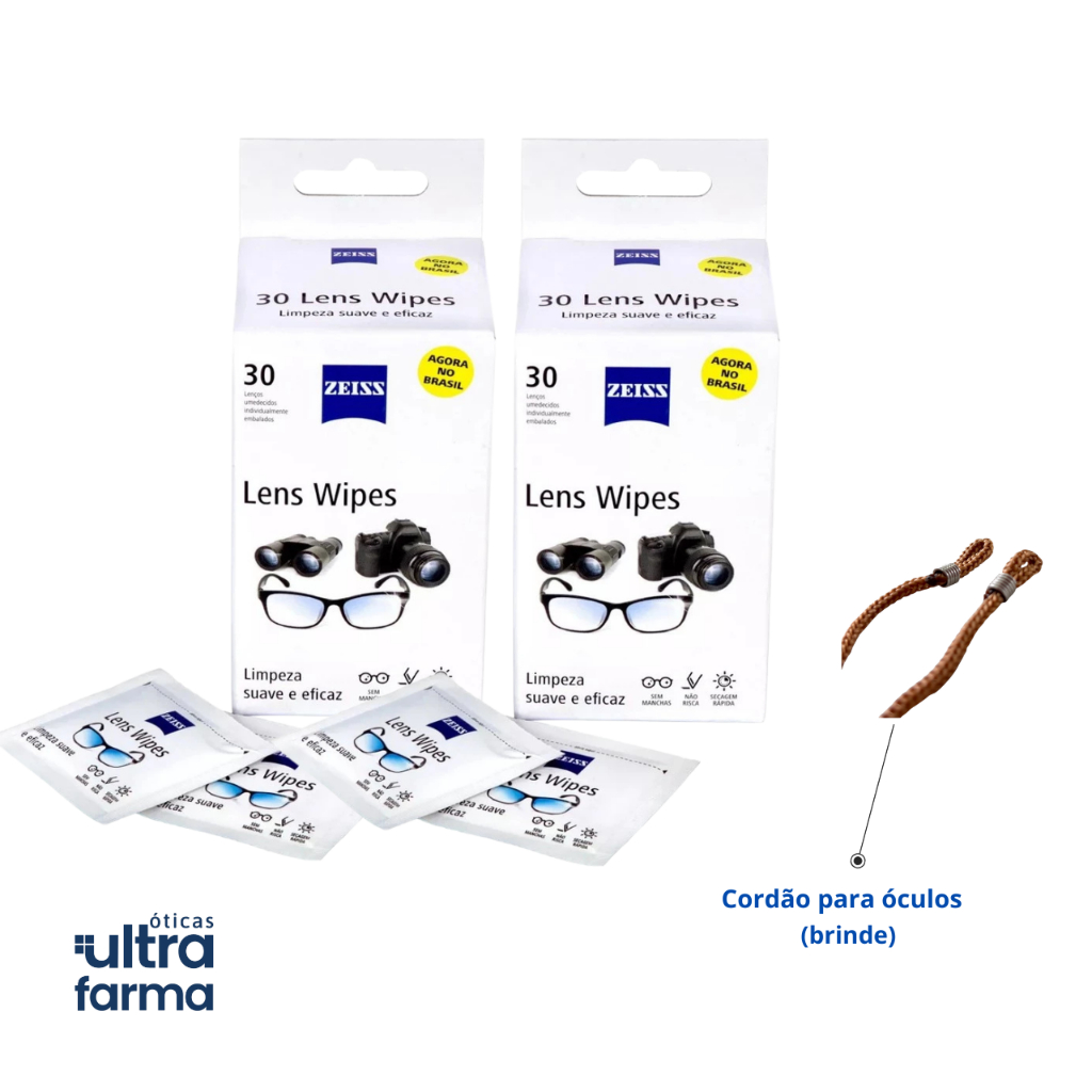 60 Unidades de Lenço Zeiss original + Cordão para óculos 60 Unidades de Lenço Zeiss original + Cordão para óculos