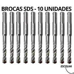 Jogo Kit 10 Brocas Sds Plus Alvenaria Concreto 4mm 5mm 6mm 8mm 10mm 12mm - ESCOLHA SUA MEDIDA