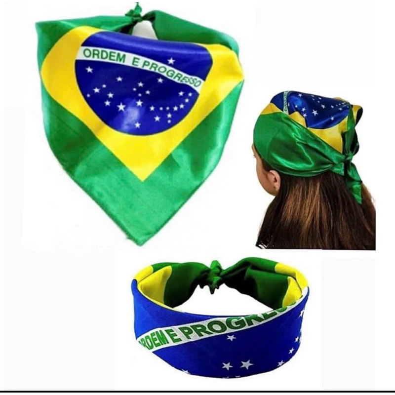 Lenço Bandana Bandeira do Brasil 50x50cm – Tecido Cotton Confortável