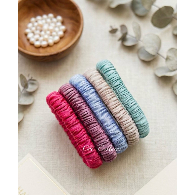 KIT Xuxinha de Cetim Anti frizz acessório para cabelo modelo fino