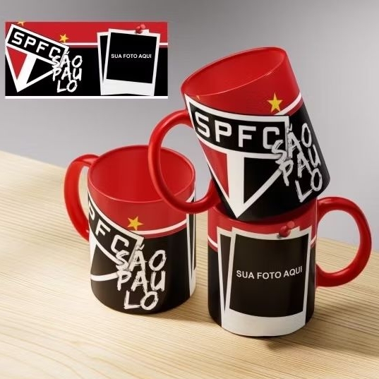 Caneca De Porcelana Estampa Do São Paulo Personalizada Com Sua Foto Xícara Perfeita Para Presente