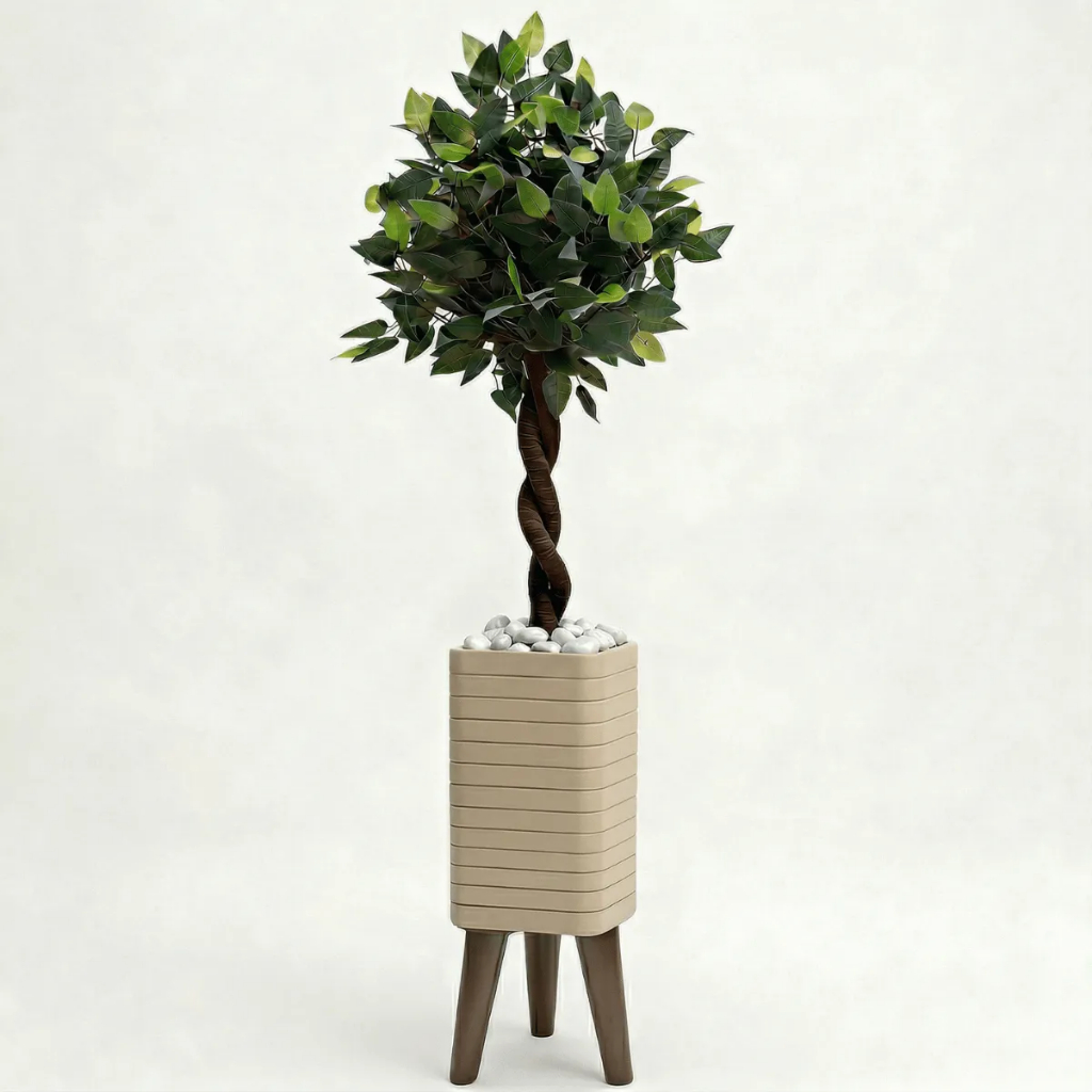 Planta Artificial Completa Com Vaso Tripé Decoração Sala Enfeite Casa Quarto Escritório