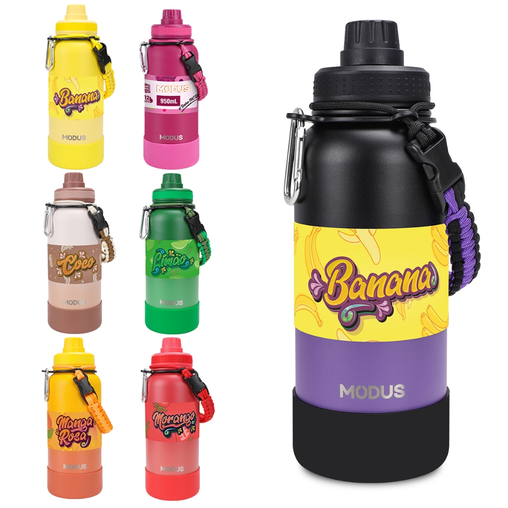 MODUS Garrafa Térmica 1000ml Aço Inoxidável Com Alça Paracord com Base Emborrachada em Oferta na Shopee