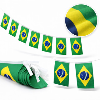 Varal Bandeira Brasil 6 Metros 20 Bandeiras Copa Mundo Festa