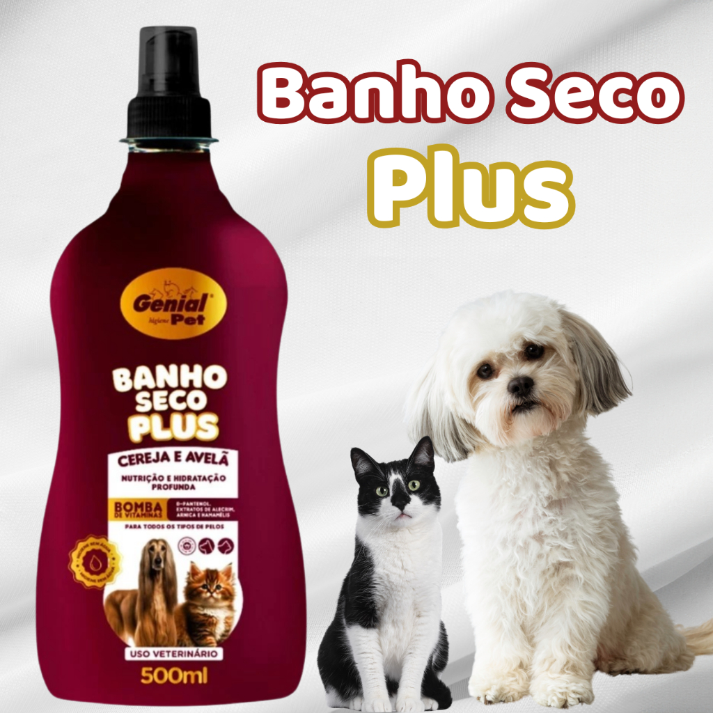 Banho a Seco Cereja e Avelã para Cachorro e Gato Genial Pet - 500 ml - Envio Imediato