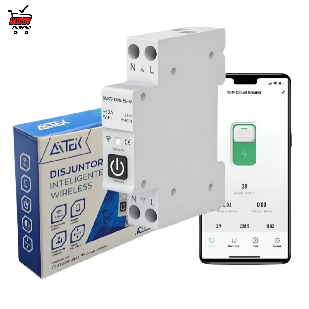 Disjuntor Wifi Interruptor Unipolar 110/220v 63a Automação em Oferta na Shopee