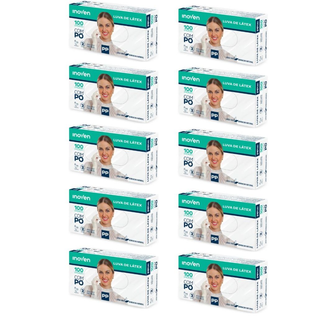 Luva Procedimento Látex Com Pó Tamanho PP Com 1000 Unidades Inoven