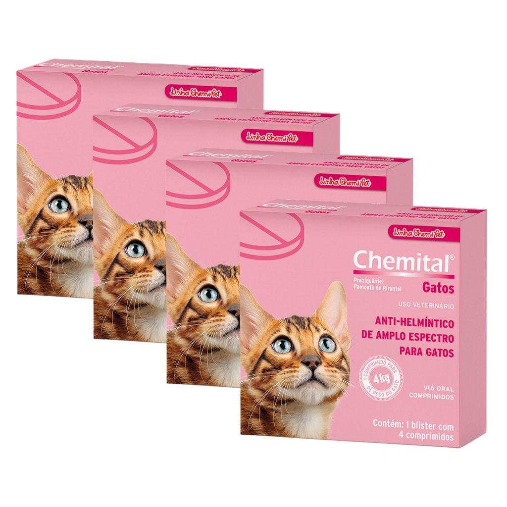 Chemital Chemitec Vermífugo para Gatos - 4 Comprimidos