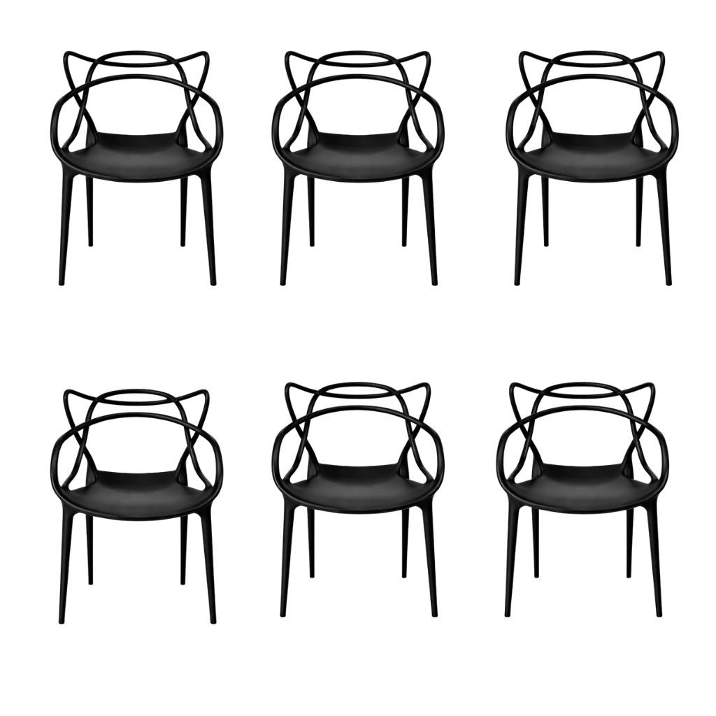 Kit 6 Cadeiras Allegra Empilhável Para Escritório Sala de Jantar Cozinha Área Gourmet Linha Premium