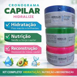 Cronograma Capilar Hidralize Hidratação Reconstrução Nutrição 3x 300gr em Oferta na Shopee