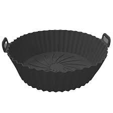 Kit Duas Forma Redonda de Silicone para Air Fryer Preta 16cm x 5,5cm