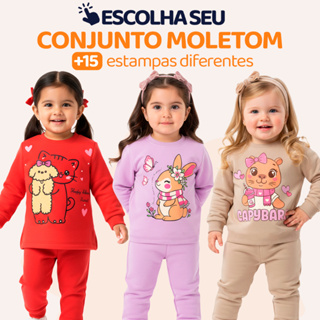 Conjunto Moletom Menina – Escolha o Modelo, com Estampas Fofas e Muito Conforto Infantil Bebê Feminino Frio Inverno. L04 em Oferta na Shopee
