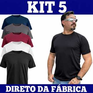Kit 5 Camisetas DryFit Poliéster Masculina Lisa Academia Corrida Casual Esportes Confortável Dia Dia em Oferta na Shopee