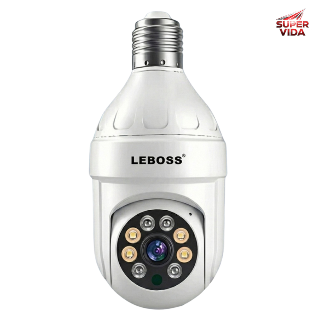 Câmera De Segurança Lâmpada Wi-Fi Leboss LB-CA219 PTZ Visão Noturna Colorida E27 App Yoosee