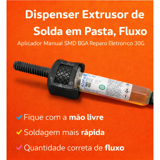 Dispenser Extrusor de Solda em Pasta, Fluxo | Aplicador Manual SMD BGA Reparo Eletrônico Seringa 30G